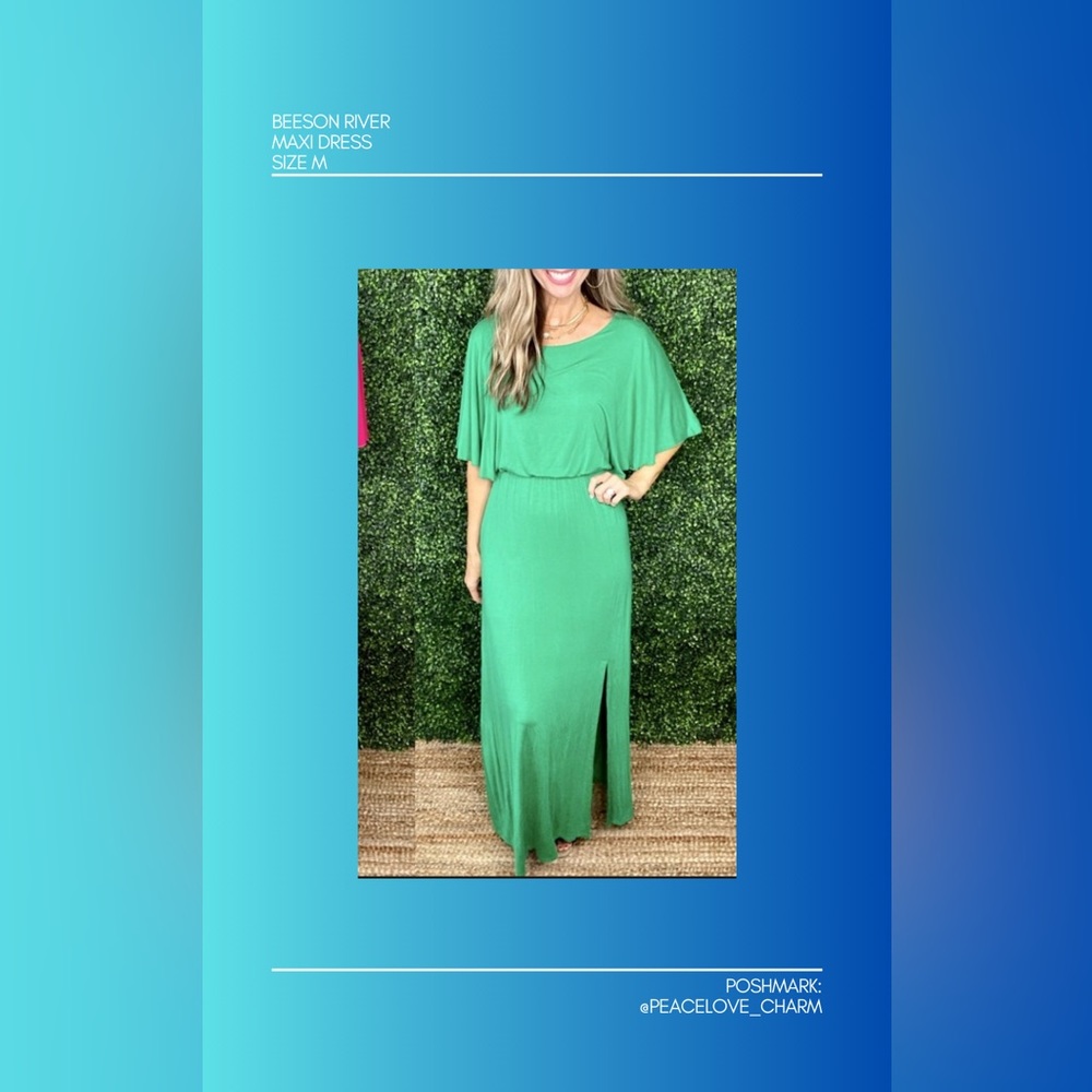 Beeson River Slinky Maxi Dress Kelly Green Size M